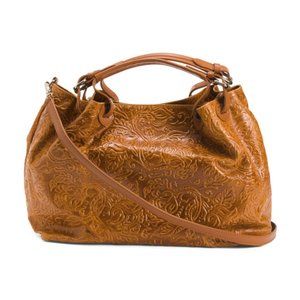 Isadora Hand Tooled Leather Tote Travel Bag